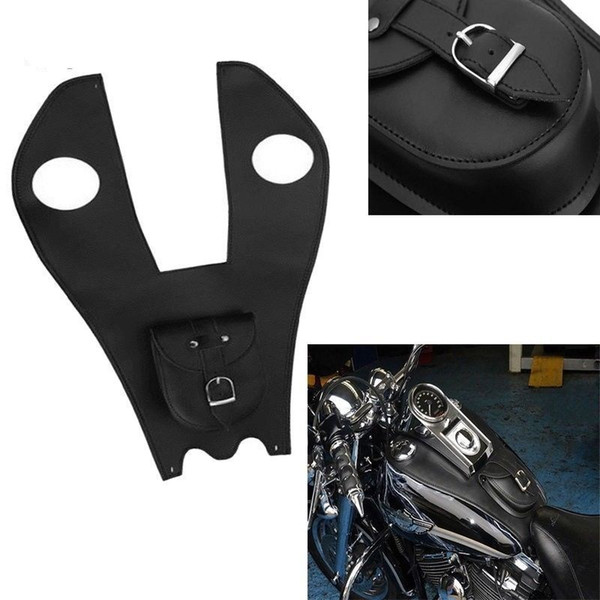 Deluxe Leather Tank Cover Panel Pad Chap Bib For Harley Softail Fatboy