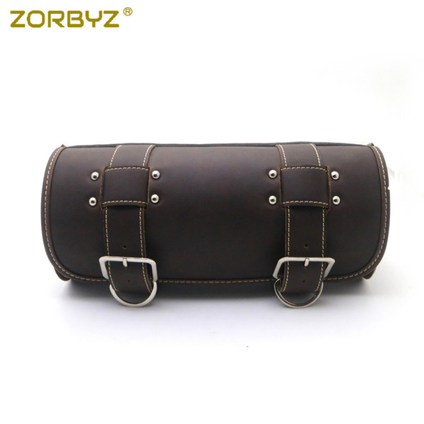 ZORBYZ Dark Brown Artificial Leather Saddle Bags Side Tool Tail Bag Luggage Borsello Moto for Universal