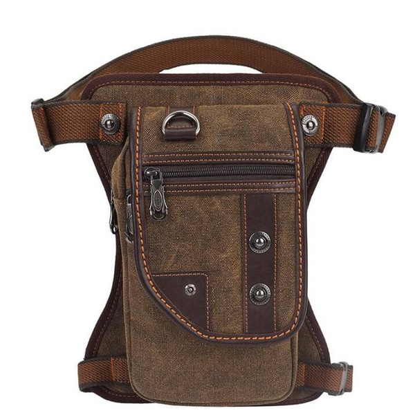 Motorcycle riding new casual wearable canvas leg bag fashion trend zipper multi-function pocket men's diagonal package