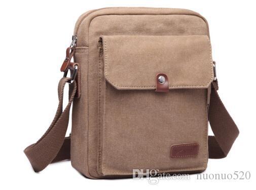 In 19, European and American men's small hanging bag canvas shoulder slung casual and versatile men's bag free of freight