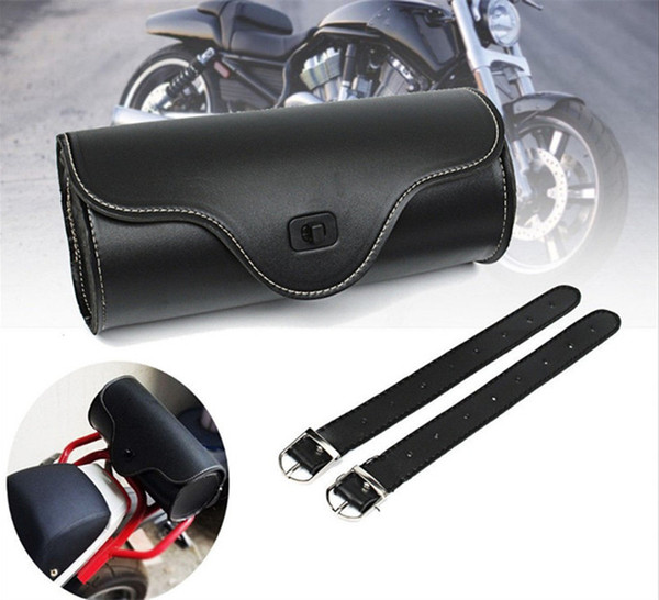 Vintage Black Motorcycle Saddle Bags PU Leather Motorbike Side Tool Tail Bag Luggage for Harley Universal