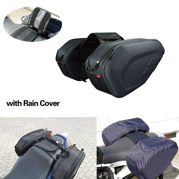 One Set SA212 Waterproof Motorcycle Saddle bags Moto Riding Helmet Bag Side Bag Tail Luggage Suitcase with Rain Cover