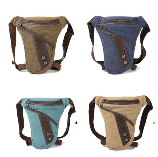 Motorcycle riding new canvas men's pockets wear leg bag personality fashion shoulder Messenger bag