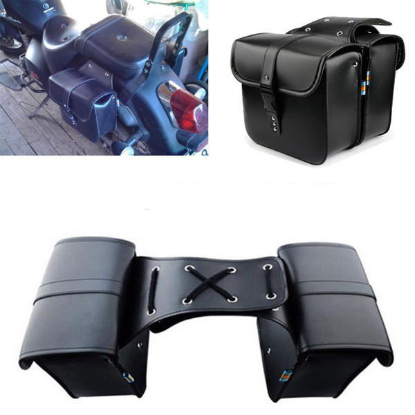 Pair Motorcycle Saddle Bag Bike Side Storage Fork Tool Pouch For Harley