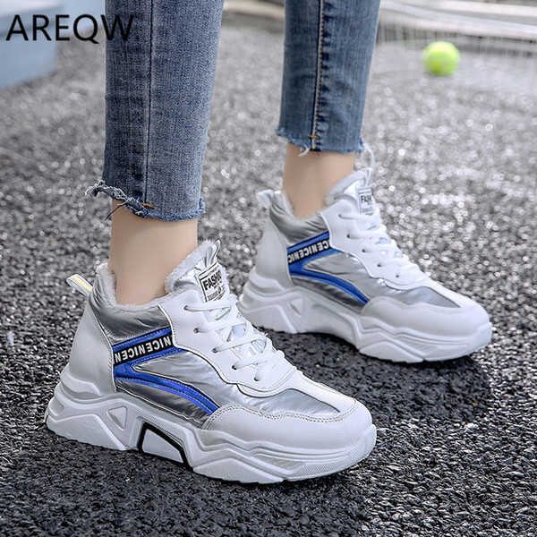 2022Leather Winter Shoes Women Winter Boots Women Ladys Warm Shoes Platform Ankle Boots for Vulcanized