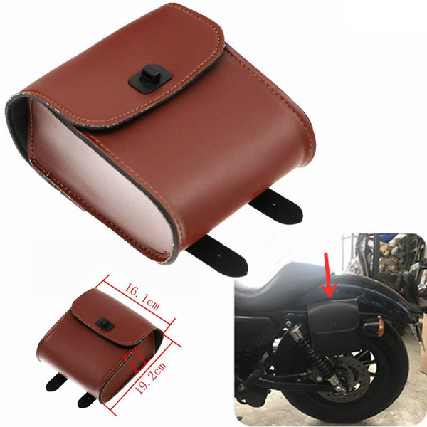 New MotoLovee Universal Mini Motorcycle Handlebar Sissy Bar Side Bag PU Leather Tool Bag For Harley Honda Kawasaki Yamaha