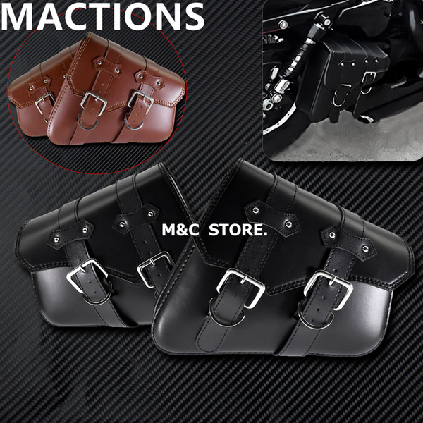 Universal Motorcycle PU Leather Saddle bags One Pair Black/Brown Side Tool Bag Luggage For Harley Sportster XL 883 1200