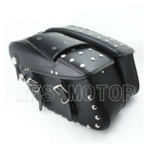 universal motorcycle Black Leather Side Bag Solo Bag for Honda Kawasaki Yamaha