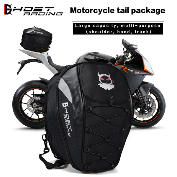 GHOST RACING The Motorcycle Tail Bags Back Seat Bags Kit Travel Bag Motorbike Scooter Sport Luggage Rear Seat Rider Bag Pack