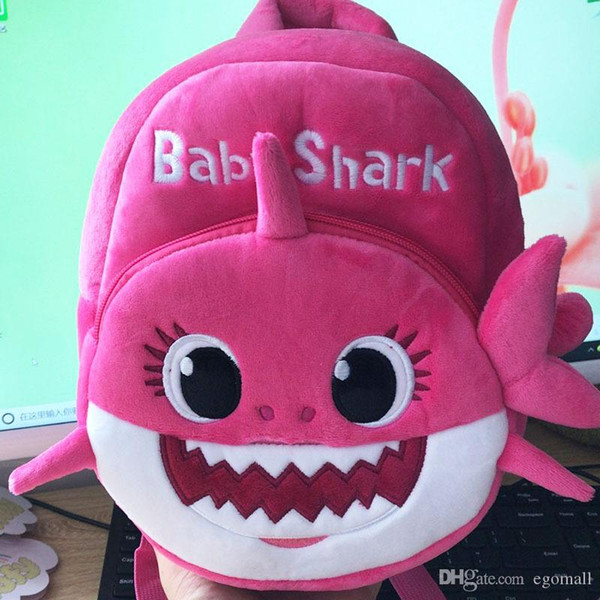 2019 New Cartoon Baby Shark School Bag for Children Kids Cute Plush School Backpack Shark Baby Blue Rose Yellow Color Boys Schoolbag