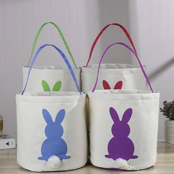 Happy Easter Burlap Bunny Ears Bags Kids Gift Easter Basket 4 colors Home Party Decoration Rabbit Caring Eggs Bags