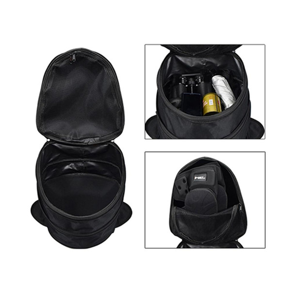 Motorcycle Fuel Tank Package Large Capacity Portable Tail Box Rear Seat Motorcycle Helmet Bag Double Zipper Pull Black