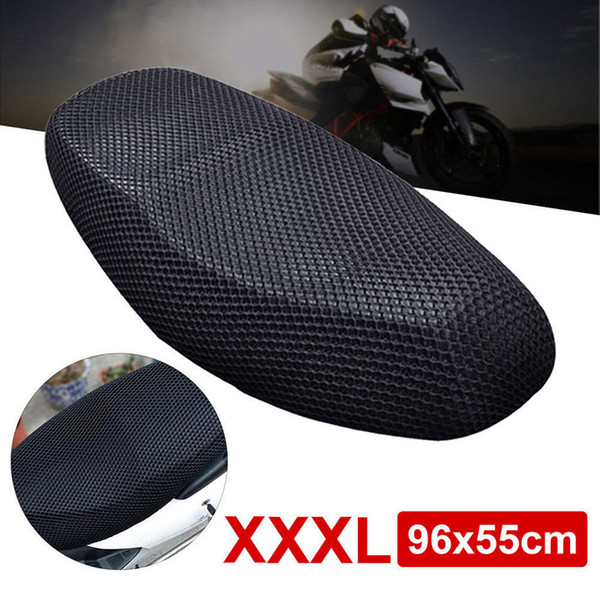 XXXL 96x55cm 3D Motorcycle Electric Bike Net Seat Cover Cooling Protector Bike Accessories Car Styling Anti-Slip Protector Cushion Black