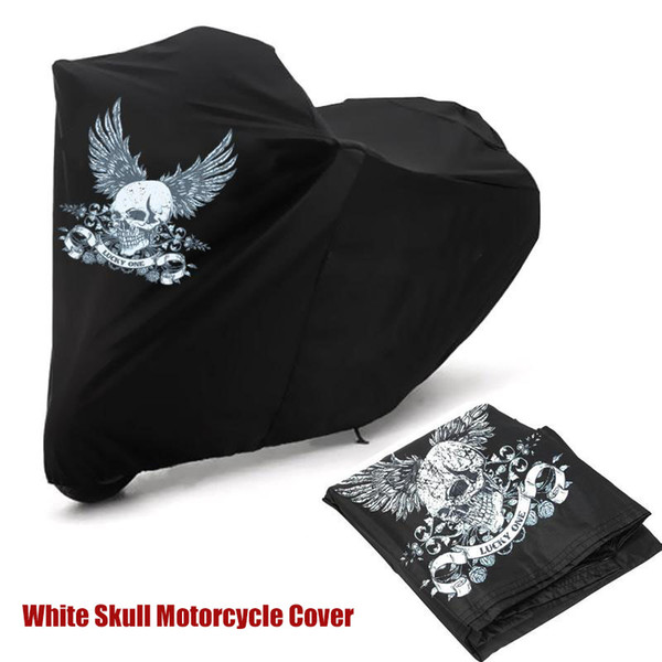 Wholesale-White Skull Motorcycle Cover XXL Large Size Dustproof Sporster Road King Electra Touring Bike Cruiser 180T For Harley