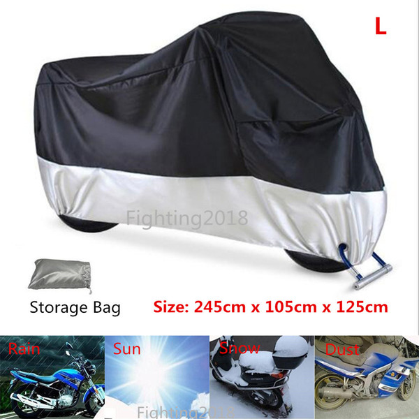 Universal All Season Motorcycle Cover Bike Moped Scooter Cover Waterproof Rain UV Dust Prevention Dustproof Cover 2 Lock-Holes Design L Size