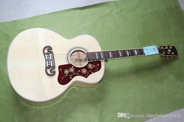 Free shipping Custom Shop Hot selling Dot Spruce Beige SJ200 6 Strings Electric Acoustic Guitar