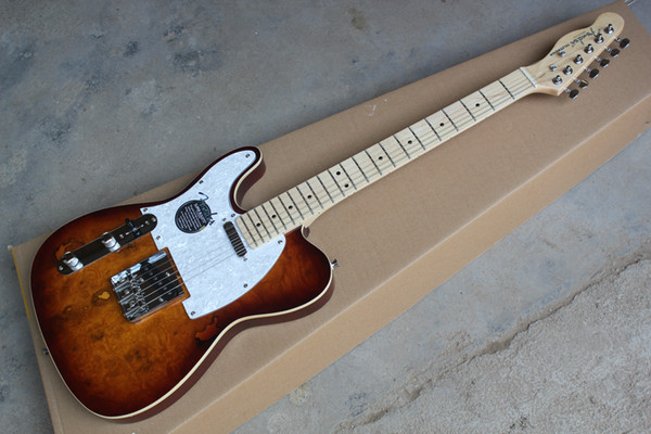 Top Quality Maple fingerboard F Left Handed Telecaster Sunburst Electric Guitar White Guard Board guitar