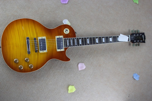 Top Quality G LP Standard Flame Maple Top Sunburst LP Electric Guitar In Stock