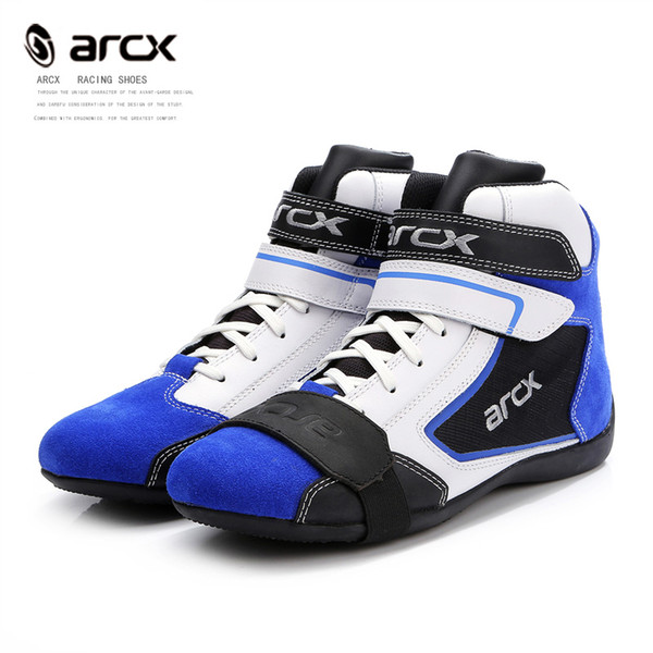 ARCX Leather Motorcycle Boots MotorBike boot Cruiser Touring shoes Ankle Locomotive Shoes Riding Street blue Motorcycle Boot