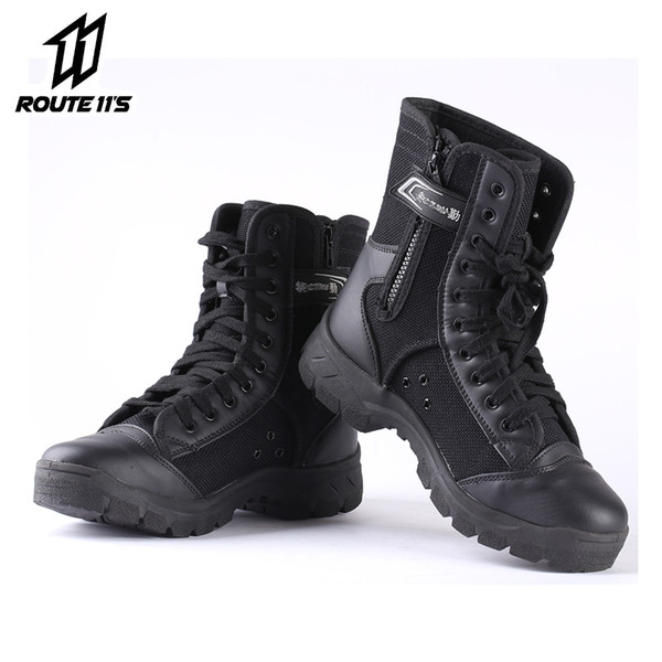 Motorcycle Boots PU Leather Non-slip Motorcycle Road Racing Shoes Spring Autumn Breathable Motorbike Shoes Men Boot