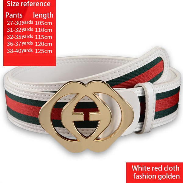 Fashion Trend Hot Sale Red Belt Smooth Buckle Wild Casual Red Green Cloth Letter Clasp Men and Women Jeans Metal Clasp A006