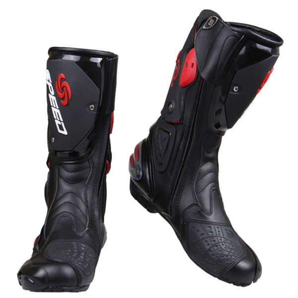 Wholesale PRO-BIKER SPEED BIKERS Motorcycle Boots Moto Racing Motocross Off-Road Motorbike Shoes Black/White/Red Size 40/41/42/43/44/45