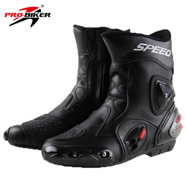 PRO-BIKER SPEED BIKERS Motorcycle Boots Wear-resistant Microfiber Leather Racing Motocross Motorbike Riding Mid-Calf Boots Shoes