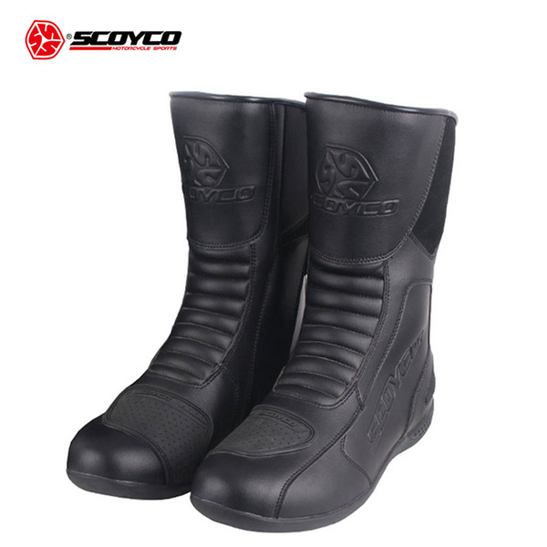 SCOYCO Waterproof Leather Motorcycle Boots Motorbike Long Riding Sport Road SPEED Professional Botas Motocross Shoes EU 39-46