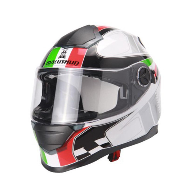 Red and Green Lines Double Lens Motorcycle Helmet Flip Upmotorbike helmet Full Face Racing Helmets e DOT Approved