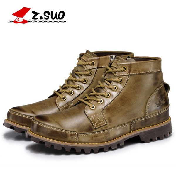 Z.SUO Vintage Motorcycle Boots Leather Motorcycle Racing Boots Men Road Knight Shoes Retro Moto Motocross Protective