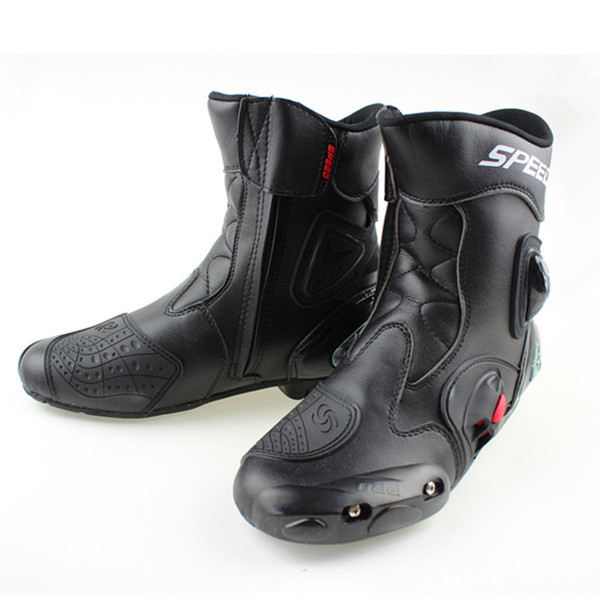 Pro-biker medium-long speed wheels automobile race boots boots medium cut 3 colors