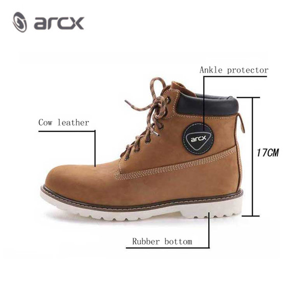 ARCX Men's Motorcycle cow Leather Boot Knight Short Boots leisure Suede casual shoes motocross Touring boats EU42-45