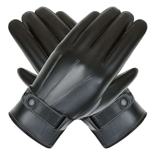 Outdoor motorcycle Plush warm leather gloves men's cold proof and thick gloves motorcycle touch screen riding gloves