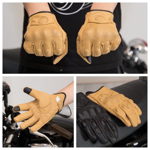 rock motorcycle Gloves Retro touch screen Leather Motorcycle Gloves for style Guantes Moto touch screen riding gloves KKA6729