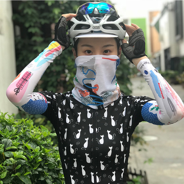 Sleeves+Mask Set Cool Ice Long Arm Sleeves, Hood with Neck Cover Face Mask UV Protection for Cycling Driving Fishing Running Outdoor Sport