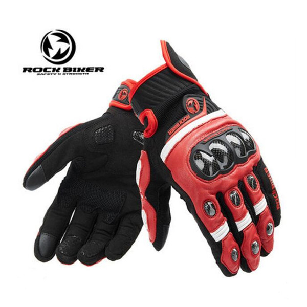 2018 Summer New ROCK BIKER Carbon Fiber Motorcycle Riding Gloves Anti-fall Moto Racing protection Leather motorbike glove RGB027