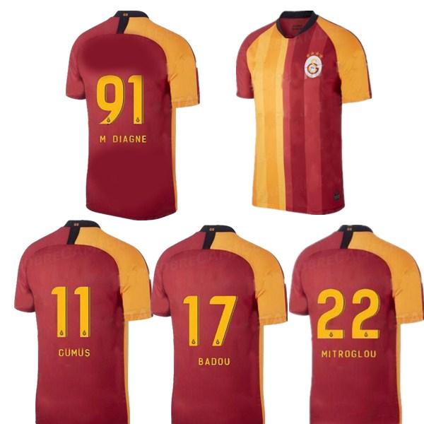 19/20 Galatasaray Soccer Jerseys 2019 home GOMIS CIGERCI BELHANDA FERNANDO FEGHOULI SNEIJDE Oztekin Soccer Shirt Away Black Football Uniform