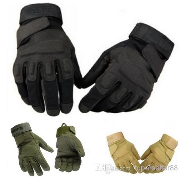 Black Outdoor Full Finger Assault Soldier Camping Tactical Swat Airsoft Hunting Motorcycle Cycling Racing Riding Gloves Armed Mittens