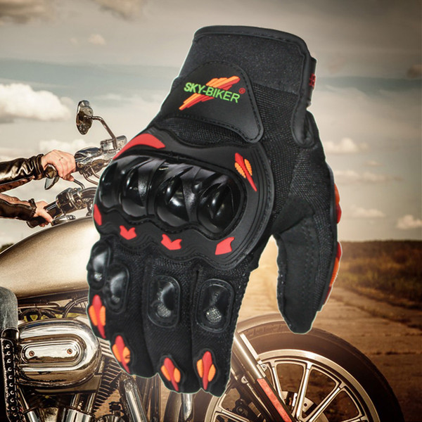 New Arrival SKYBIKER Fashion Full Finger Motorcycle Gloves Outdoor Sports Riding Red-Orange Moto Protective Gears Glove for Men