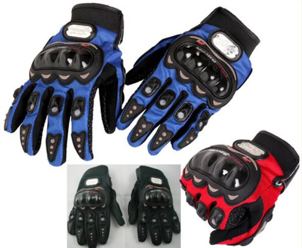 Men Motorcycle Bike Bicycle full finger Protective Racing Gloves Size L XL Black Blue Red