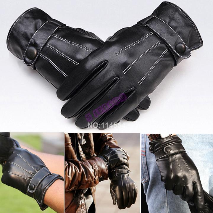 Wholesale-New Artificial Leather gloves windproof warm Winter tactical gloves outdoor sports men cycling driving Gloves, ski gloves 10