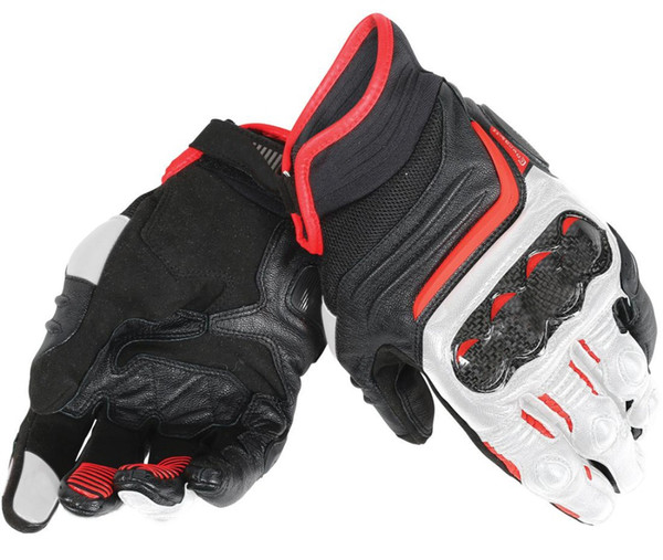 Dain Carbon D1 ST Leather Gloves Moto Motorcycle Bike Racing Gloves Black/White/Lava Red