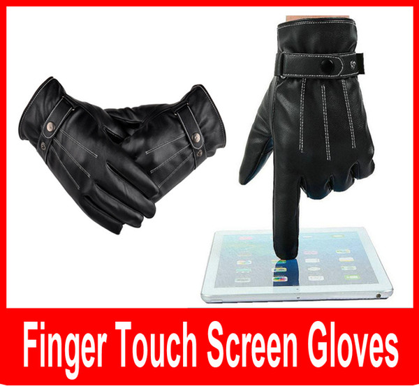 Men Black Winter Warm Leather Full Finger Motorcycle Gloves Fashion Screen Touch Gloves motorcycle waterproof windproof