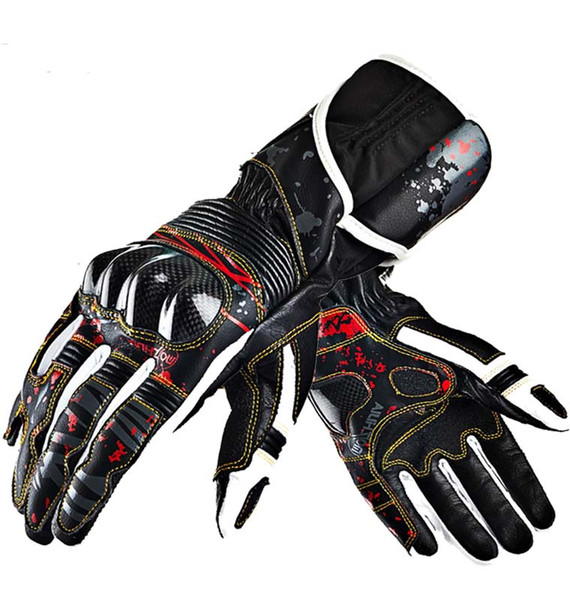 2016 New genuine mozhijia carbon fiber and leather motorcycle gloves motorbike Knight Moto racing gloves size M L XL XXL