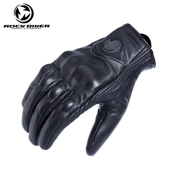 Rock Biker Retro Full Finger Motorcycle Gloves Leather Summer Men Cycling Moto Motorbike Protective Gears Vintage Glove