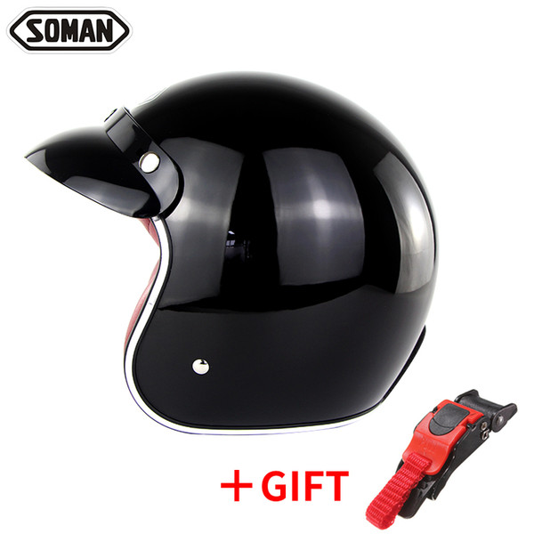 Soman Retro Motorcycle Helmet with Buckle Vintage Scooter Helmet Motor Bike Riding Capacetes Motorbike Casque Moto Casco DOT Approval SM512