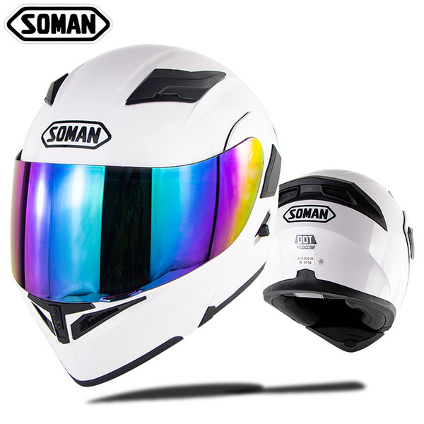 Soman Brand Full Face Motorcycel Street Helmet with K5 Lens Flip up Motor Bike Racing Helm Motocross Capacetes Moto Casco DOT Approval SM955