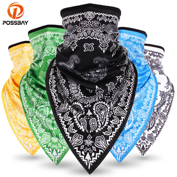 POSSBAY Windproof Motorcycle Mask Face Winter Printing Balaclavas Ski Neck Triangle Scarf Outdoor Breathable Face Shield