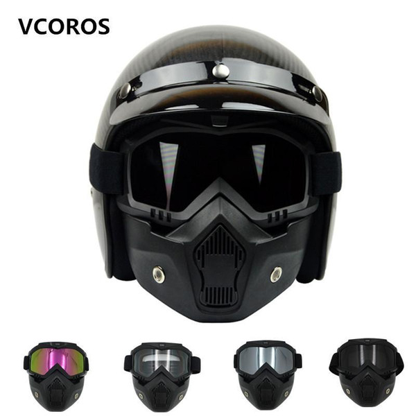 New VCOROS Modular Mask Detachable Goggles And Mouth Filter Perfect for Open Face vintage Motorcycle Helmets Coolplay mask