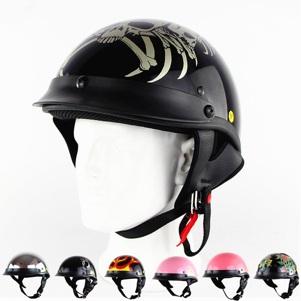 Personalized Skull Motorcycle Helmet Germany Style Harley Motor bike Casco Scooter Half Face Capacetes DOT